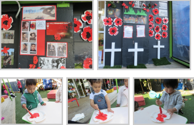 Montage of ANZAC activities at preschool