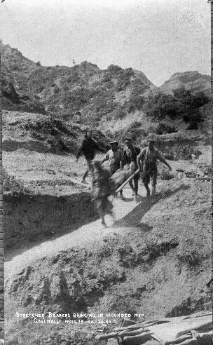 Stretcher Bearers bringing in the wounded.