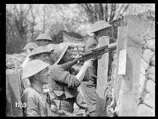 A Lewis gun in the front line.